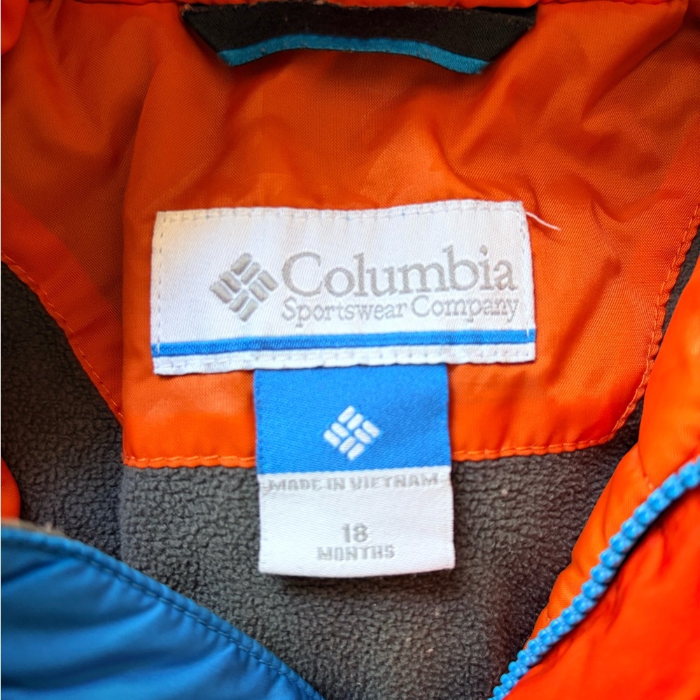 Kids Columbia Vibrant Blue and Orange Outdoor Jacket Size 18m - Picture 4 of 4